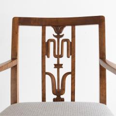 SWEDISH ART DECO PAIR OF STAINED BIRCH ARMCHAIRS WITH CARVED BACKS 1930 - 4463235
