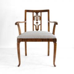 SWEDISH ART DECO PAIR OF STAINED BIRCH ARMCHAIRS WITH CARVED BACKS 1930 - 4463239