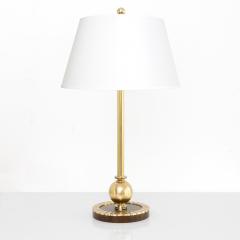 SWEDISH ART DECO TABLE LAMP WITH BRASS BODY ON A WOOD AND BRASS BASE  - 4323676