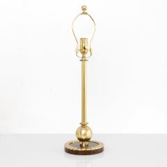 SWEDISH ART DECO TABLE LAMP WITH BRASS BODY ON A WOOD AND BRASS BASE  - 4323677