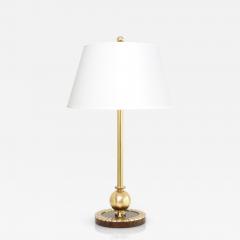 SWEDISH ART DECO TABLE LAMP WITH BRASS BODY ON A WOOD AND BRASS BASE  - 4345897