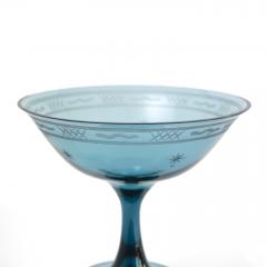 SWEDISH GRACE 1920S FOOTED BOWL IN BLUE ZIRCON COLORED GLASS - 3175333