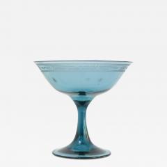 SWEDISH GRACE 1920S FOOTED BOWL IN BLUE ZIRCON COLORED GLASS - 3215671