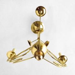 SWEDISH JUGENDSTIL 3 ARM CHANDELIER IN POLISHED BRASS A  - 3175329