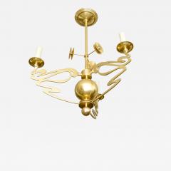 SWEDISH JUGENDSTIL 3 ARM CHANDELIER IN POLISHED BRASS A  - 3624685