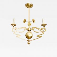 SWEDISH JUGENDSTIL 3 ARM CHANDELIER IN POLISHED BRASS B  - 3272084