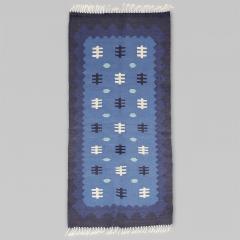 SWEDISH WOOL FLAT WEAVE RUG IN BLUES - 722970