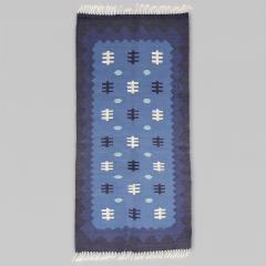 SWEDISH WOOL FLAT WEAVE RUG IN BLUES - 722970