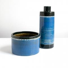 SYLVIA LEUCHOVIOUS SCANDINAVIAN MODERN SYLVIA LEUCHOVIUS VASE AND BOWL IN BLUE RORSTRAND SWEDEN - 4493336