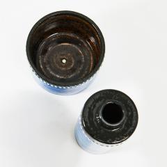 SYLVIA LEUCHOVIOUS SCANDINAVIAN MODERN SYLVIA LEUCHOVIUS VASE AND BOWL IN BLUE RORSTRAND SWEDEN - 4493340