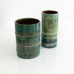 SYLVIA LEUCHOVIOUS TWO SYLVIA LEUCHOVIOUS GREEN GLAZED VASES RORSTRAND SWEDEN - 1189761