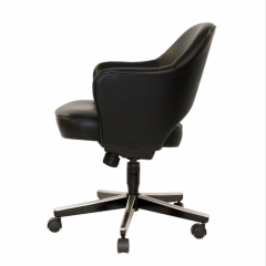 Saarinen Executive Arm Chair in Original Black Leather Swivel Base - 2557022