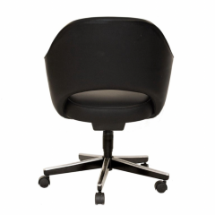 Saarinen Executive Arm Chair in Original Black Leather Swivel Base - 2557023