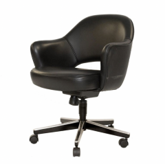 Saarinen Executive Arm Chair in Original Black Leather Swivel Base - 2557024