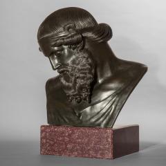 Sabatino de Angelis Grand Tour Bronze Bust of Man as Dionysus on Faux Porphyry Stand - 2503557