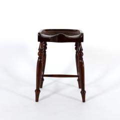 Saddle Seat Stool With Turned Legs English Circa 1880  - 3184106