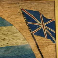 Sailors Woolwork Picture of a Ship with American Flag - 4227290