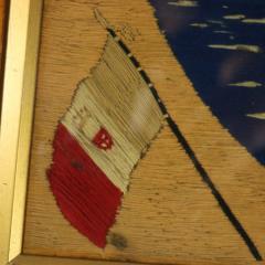 Sailors Woolwork Picture of a Ship with American Flag - 4227293