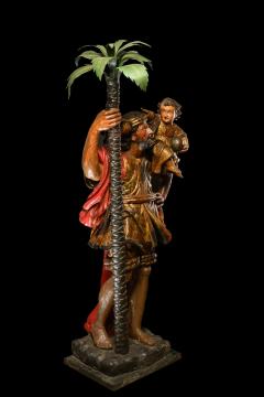 Saint Christopher with the Christ Child Polychromed wood - 4492131