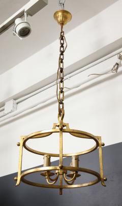 Saint Malo fer battu Gold Leaf Chandelier Henri Pouenat France 1960s - 2934840
