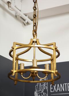 Saint Malo fer battu Gold Leaf Chandelier Henri Pouenat France 1960s - 2934843