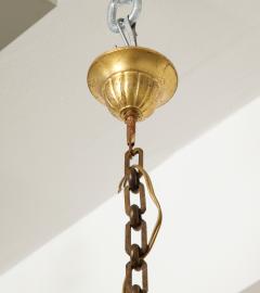 Saint Malo fer battu Gold Leaf Chandelier Henri Pouenat France 1960s - 2934844
