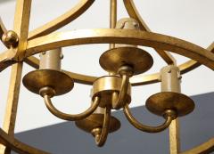 Saint Malo fer battu Gold Leaf Chandelier Henri Pouenat France 1960s - 2934849