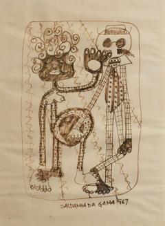 Saldanha da Gama drawing on paper 1960s  - 4825426