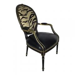 Sally Sirkin Lewis J Robert Scott Black Leather and Zebra Print Armchair - 3820662