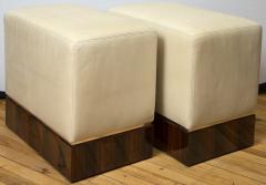 Sally Sirkin Lewis Pair of Lambskin Macassar Ebony Rolling Ottomans - 432175