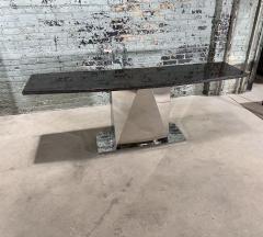 Sally Sirkin Style Multi Faceted Stainless Steel Granite Console 1970 - 3558727