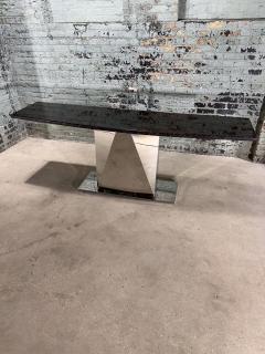 Sally Sirkin Style Multi Faceted Stainless Steel Granite Console 1970 - 3558728