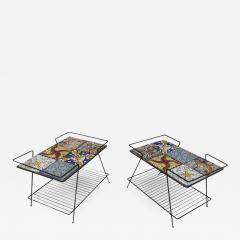 Salvador Dal Rare Pair of Salvador Dali Tile Side Tables - 603504