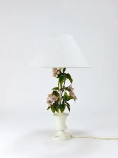 Salvadori Murano Salvadori Hand Painted Wild Apple Blossom Toleware Table Lamp Italy 1950s - 4064417