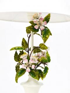 Salvadori Murano Salvadori Hand Painted Wild Apple Blossom Toleware Table Lamp Italy 1950s - 4064419