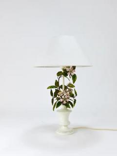 Salvadori Murano Salvadori Hand Painted Wild Apple Blossom Toleware Table Lamp Italy 1950s - 4064421