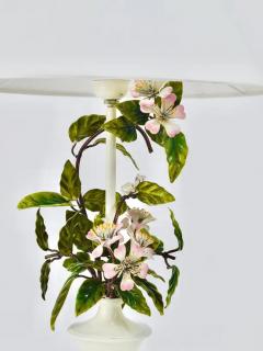 Salvadori Murano Salvadori Hand Painted Wild Apple Blossom Toleware Table Lamp Italy 1950s - 4064437