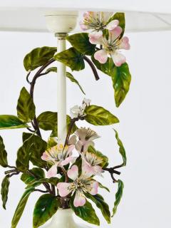 Salvadori Murano Salvadori Hand Painted Wild Apple Blossom Toleware Table Lamp Italy 1950s - 4064441