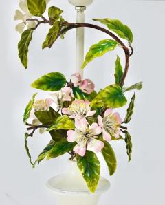 Salvadori Murano Salvadori Hand Painted Wild Apple Blossom Toleware Table Lamp Italy 1950s - 4064451