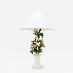 Salvadori Murano Salvadori Hand Painted Wild Apple Blossom Toleware Table Lamp Italy 1950s - 4065572