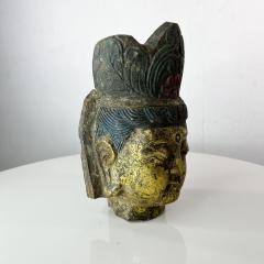 Salvaged Stone Beautiful Golden Buddha Head Sculpture Ornately Carved Crown - 2836838