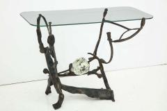 Salvino Marsura Rare Handcrafted Iron and Glass Brutalist Console by Salvino Marsura Italy 1970 - 1260387