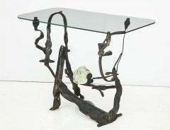 Salvino Marsura Rare Handcrafted Iron and Glass Brutalist Console by Salvino Marsura Italy 1970 - 1260401