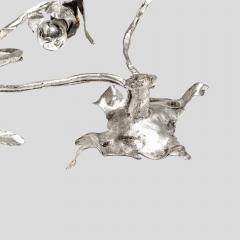 Salvino Marsura Unique sculptural Silver wrought iron wall or ceiling light by Salvino Marsura - 4596225
