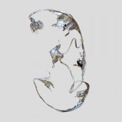 Salvino Marsura Unique sculptural Silver wrought iron wall or ceiling light by Salvino Marsura - 4596230