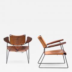 Sam Resnick Pair of Sam Resnick Chairs with Heavy Saddle Leather American 19650s - 1737032