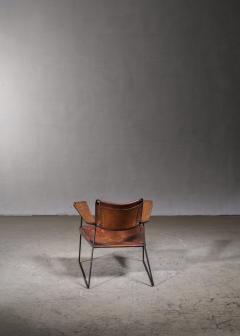 Sam Resnick Rare Sam Resnick Chair with Heavy Saddle Leather American 1960s - 2949615