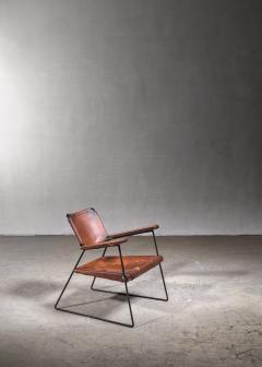 Sam Resnick Rare Sam Resnick Chair with Heavy Saddle Leather American 1960s - 2949616
