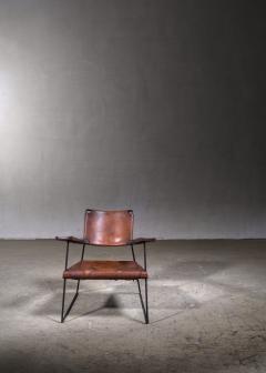 Sam Resnick Rare Sam Resnick Chair with Heavy Saddle Leather American 1960s - 2949617
