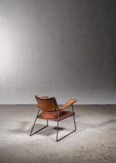 Sam Resnick Rare Sam Resnick Chair with Heavy Saddle Leather American 1960s - 2949618
